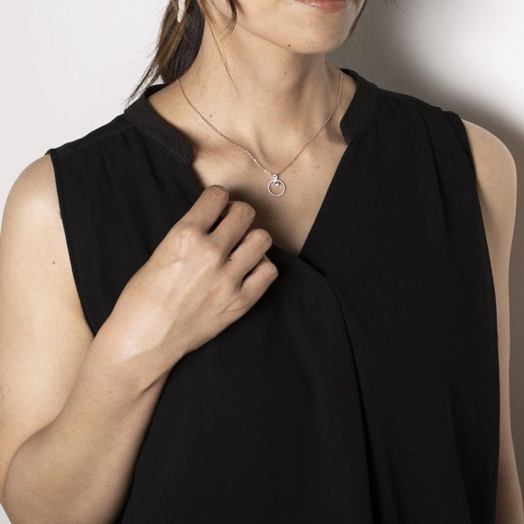 Constella pendant Pavé, Round cut, White, Rose gold-tone plated