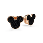 Mickey & Minnie Pierced Earrings, Black, Rose gold-tone plated