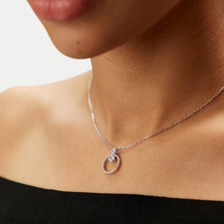 Constella pendant Round cut, White, Rhodium plated