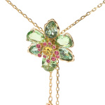 Idyllia Y pendant Mixed cuts, Flower, Multicolored, Gold-tone plated