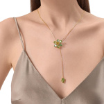 Idyllia Y pendant Mixed cuts, Flower, Multicolored, Gold-tone plated