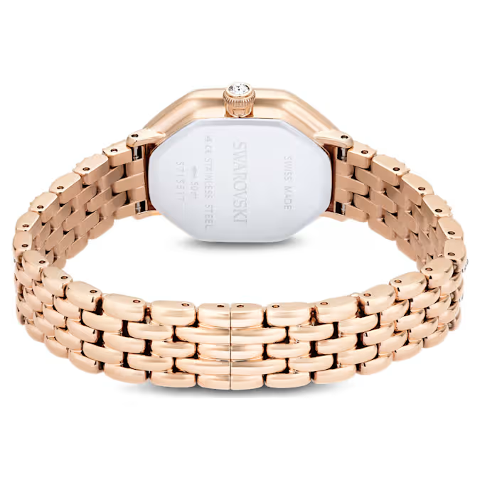 Dextera octagon watch Swiss Made, Metal bracelet, Gold tone, Rose gold-tone finish