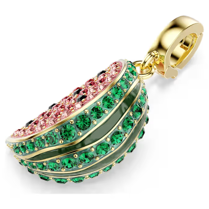 Idyllia charm Mixed cuts, Watermelon, Multicolored, Gold-tone plated