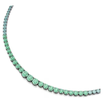 Matrix necklace Gradient of round cuts, Multicolored, Ruthenium plated