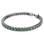 Matrix Tennis bracelet Round cut, Green, Ruthenium plated