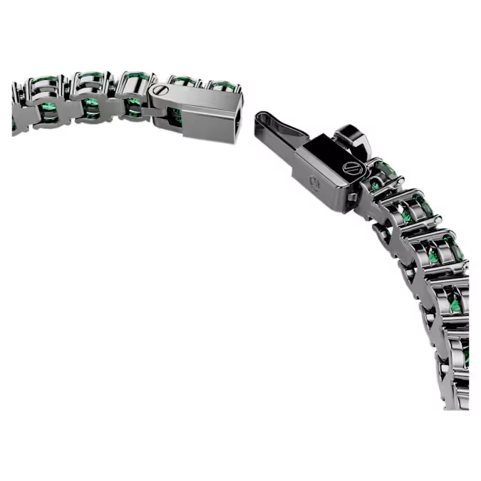 Matrix Tennis bracelet Round cut, Green, Ruthenium plated