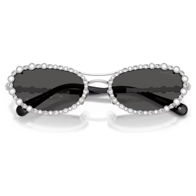 Sunglasses Oval shape, 2 in 1 clip-on, SK7044, Silver tone