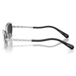 Sunglasses Oval shape, 2 in 1 clip-on, SK7044, Silver tone