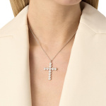 Insigne pendant Mixed cuts, Cross, White, Rhodium plated