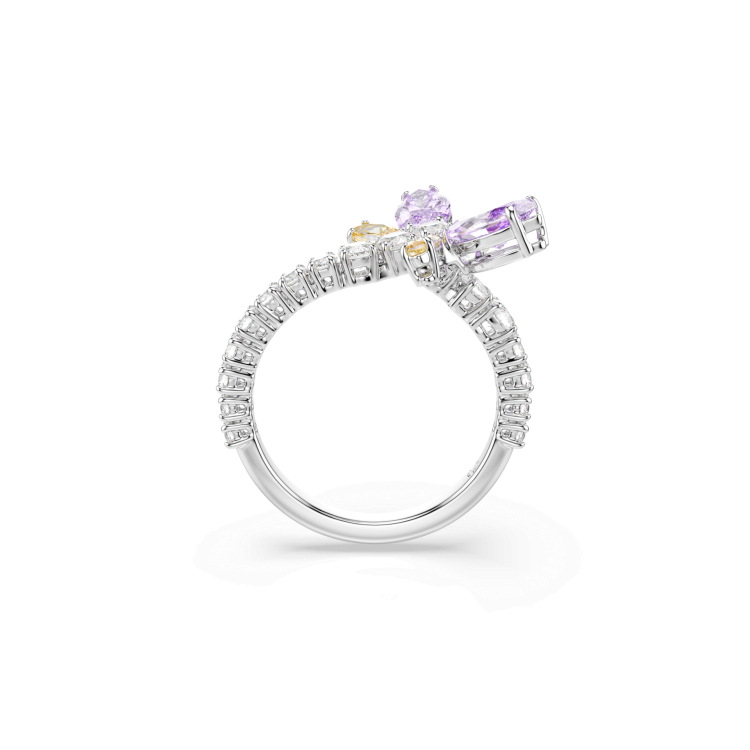 Ariana Grande x Swarovski motif ring, Mixed cuts, Dragonfly, Multicolored, Rhodium plated