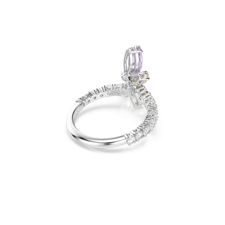 Ariana Grande x Swarovski motif ring, Mixed cuts, Dragonfly, Multicolored, Rhodium plated