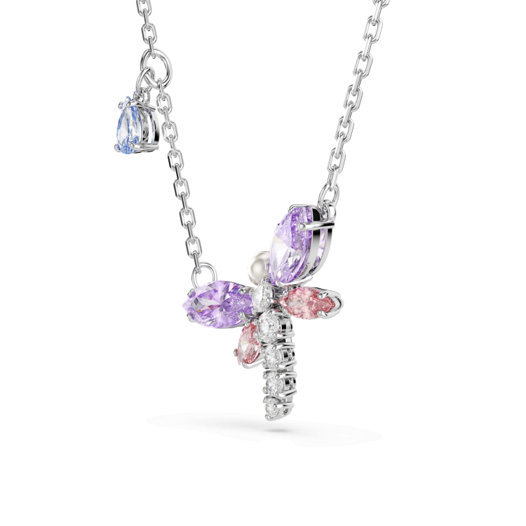 Ariana Grande x Swarovski pendant, Mixed cuts, Dragonfly, Multicolored, Rhodium plated