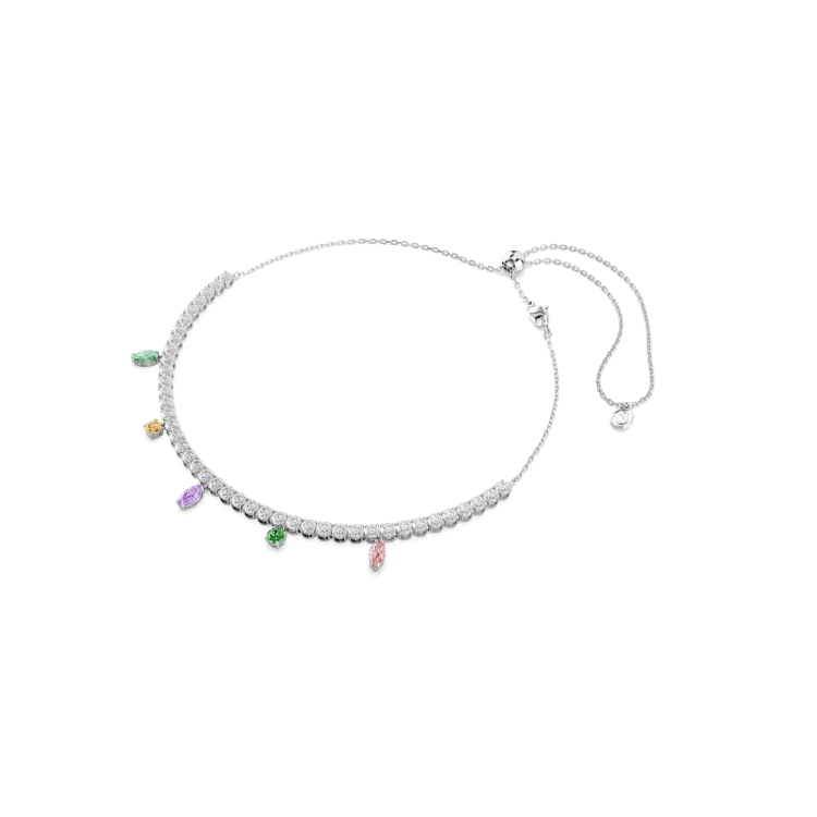 Ariana Grande x Swarovski Tennis necklace, Mixed cuts, Multicolored, Rhodium plated