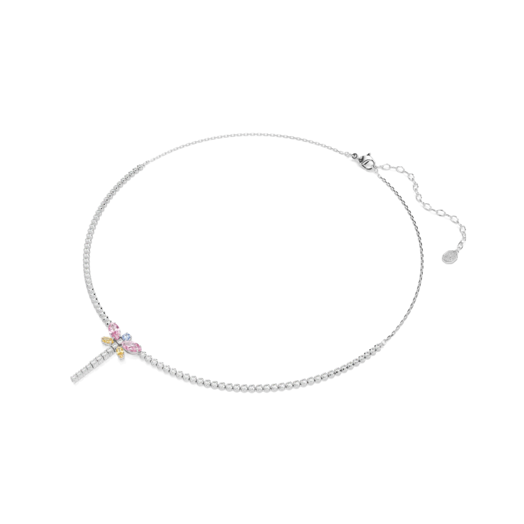 Ariana Grande x Swarovski Tennis Y necklace, Mixed cuts, Dragonfly, Multicolored, Rhodium plated