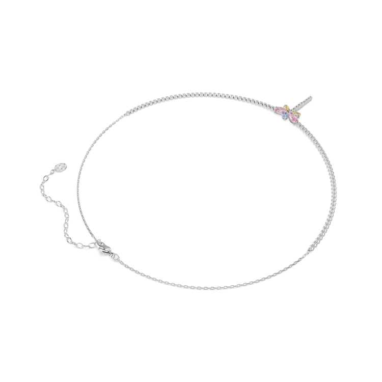 Ariana Grande x Swarovski Tennis Y necklace, Mixed cuts, Dragonfly, Multicolored, Rhodium plated