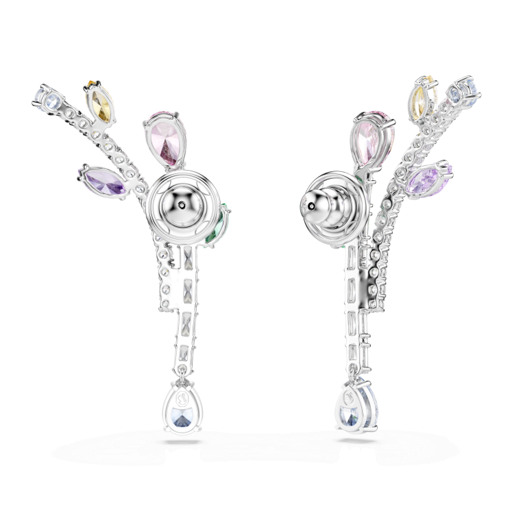 Ariana Grande x Swarovski drop earrings, Mixed cuts, Multicolored, Rhodium plated