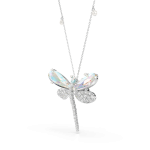 Ariana Grande x Swarovski pendant and brooch, Mixed cuts, Dragonfly, Green, Rhodium plated