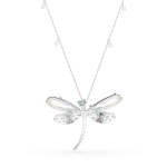 Ariana Grande x Swarovski pendant and brooch, Mixed cuts, Dragonfly, Green, Rhodium plated