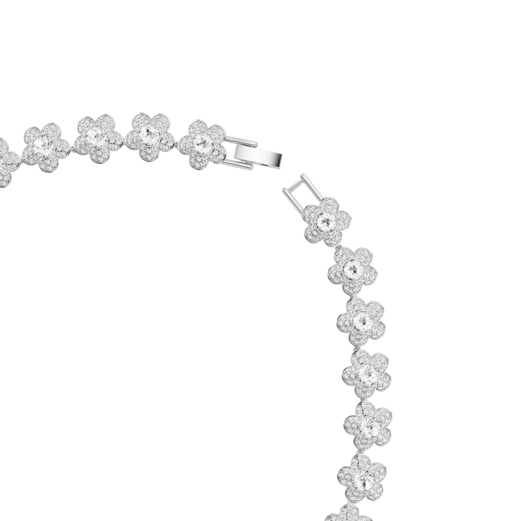 Ariana Grande x Swarovski necklace, Round cut, Flower, White, Rhodium plated