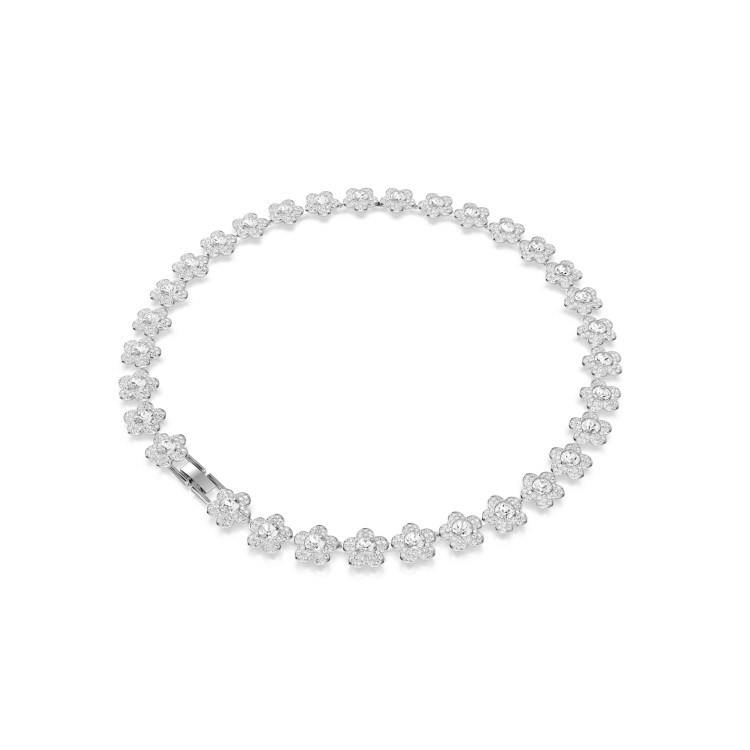 Ariana Grande x Swarovski necklace, Round cut, Flower, White, Rhodium plated