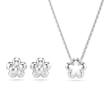 Ariana Grande x Swarovski set, Crystal pearl, Round cut, Flower, White, Rhodium plated