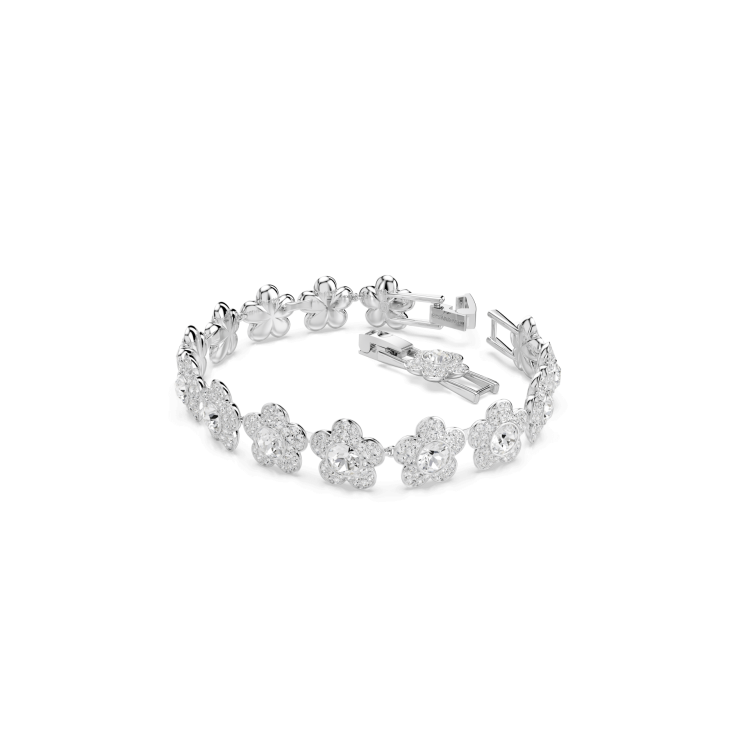 Ariana Grande x Swarovski bracelet, Round cut, Flower, White, Rhodium plated