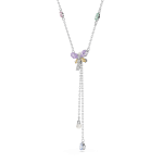 Ariana Grande x Swarovski Y necklace, Mixed cuts, Dragonfly, Multicolored, Rhodium plated