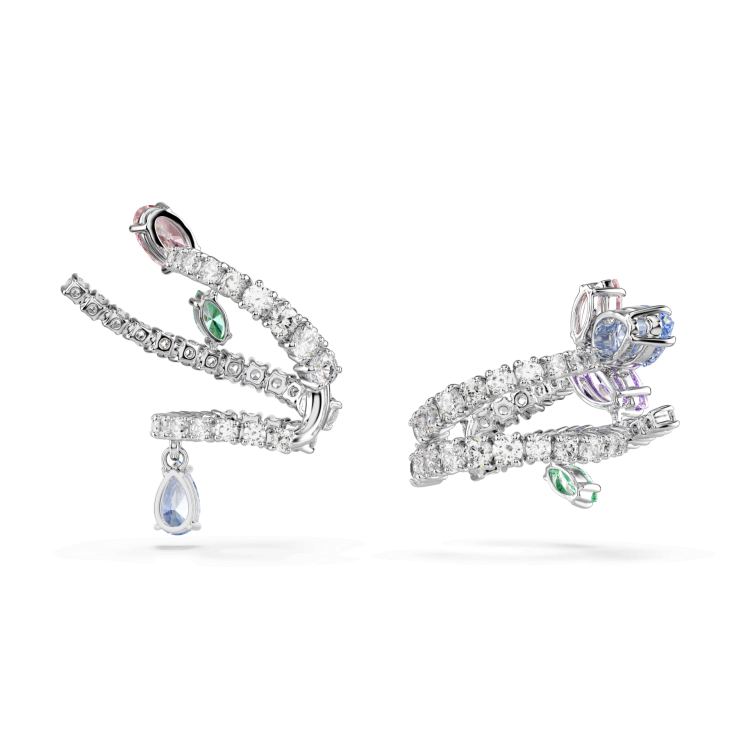 Ariana Grande x Swarovski ear cuffs, Mixed cuts, Multicolored, Rhodium plated