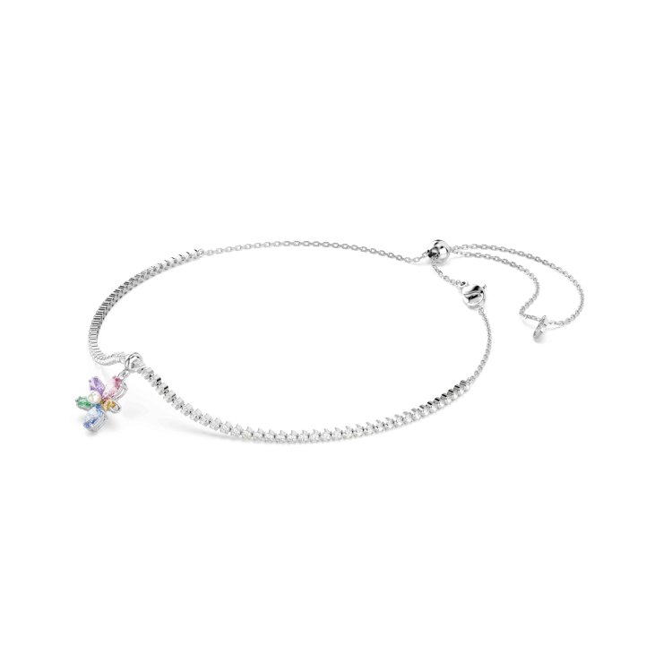 Ariana Grande x Swarovski choker, Mixed cuts, Flower, Multicolored, Rhodium plated