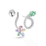 Ariana Grande x Swarovski drop earrings with ear jacket, Mixed cuts, Dragonfly, Flower, Multicolored, Rhodium plated