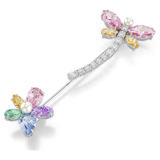 Ariana Grande x Swarovski brooch, Mixed cuts, Dragonfly, Multicolored, Rhodium plated