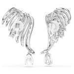 Vienna clip earrings Mixed cuts, Swan, White, Rhodium plated