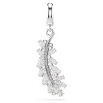 Vienna charm Mixed cuts, Feather, White, Rhodium plated