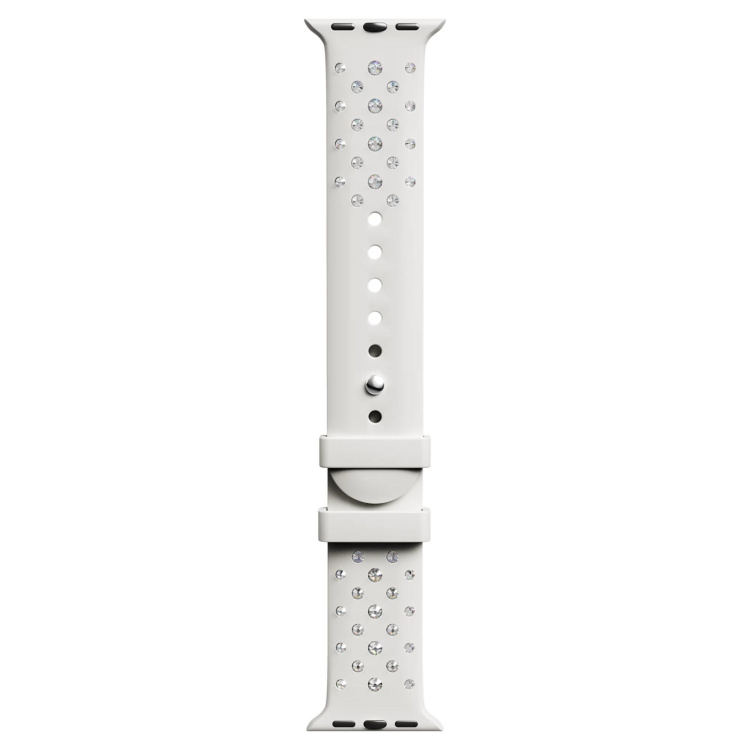 Watch strap Silicone with stitching, Gray, Stainless steel