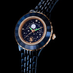 Octea moon watch Swiss Made, Metal bracelet, Blue, Blue finish