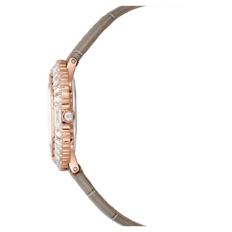 Matrix octagon watch Leather strap, Beige, Rose gold-tone finish