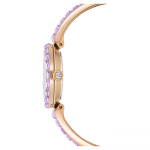 Matrix bangle watch Swiss Made, Crystal bracelet, Purple, Champagne gold-tone finish