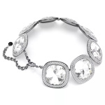 Una Angelic choker Cushion cut, White, Ruthenium plated