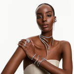 Mesmera earrings Marquise cut, White, Rhodium plated