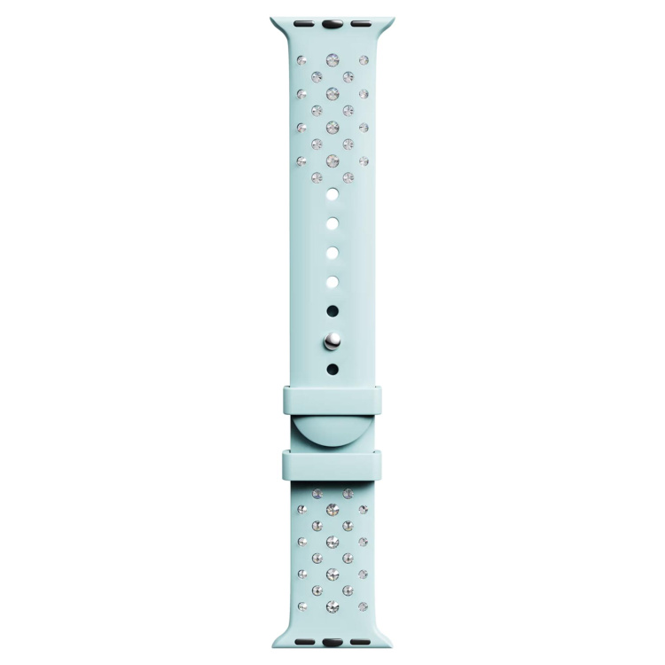 Watch strap Silicone with stitching, Green, Stainless steel