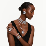 Una Angelic clip earrings Cushion cut, White, Ruthenium plated