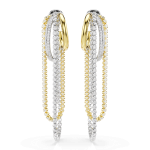 Hyperbola earrings, Layered, Round cut, White, Mixed metal finish