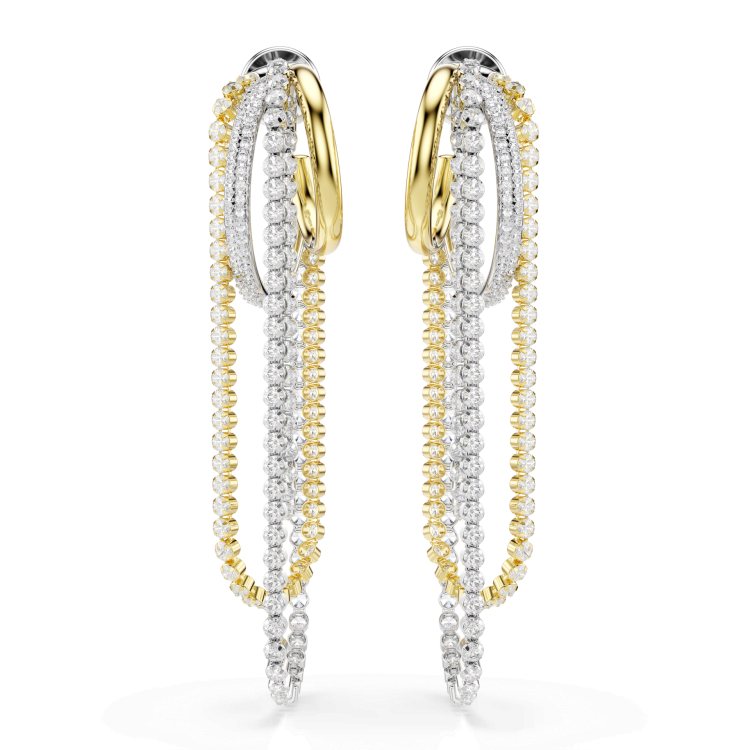 Hyperbola earrings, Layered, Round cut, White, Mixed metal finish