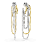 Hyperbola earrings, Layered, Round cut, White, Mixed metal finish