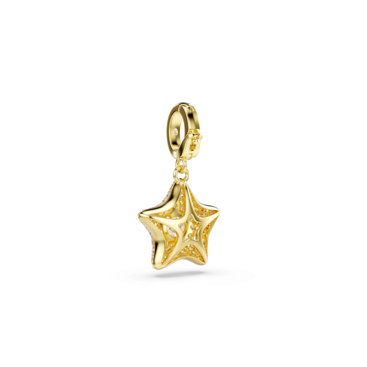 Sublima charm, Round cut, Star, Yellow, 18K gold finish