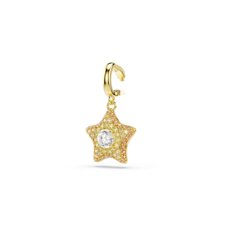 Sublima charm, Round cut, Star, Yellow, 18K gold finish