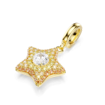 Sublima charm, Round cut, Star, Yellow, 18K gold finish