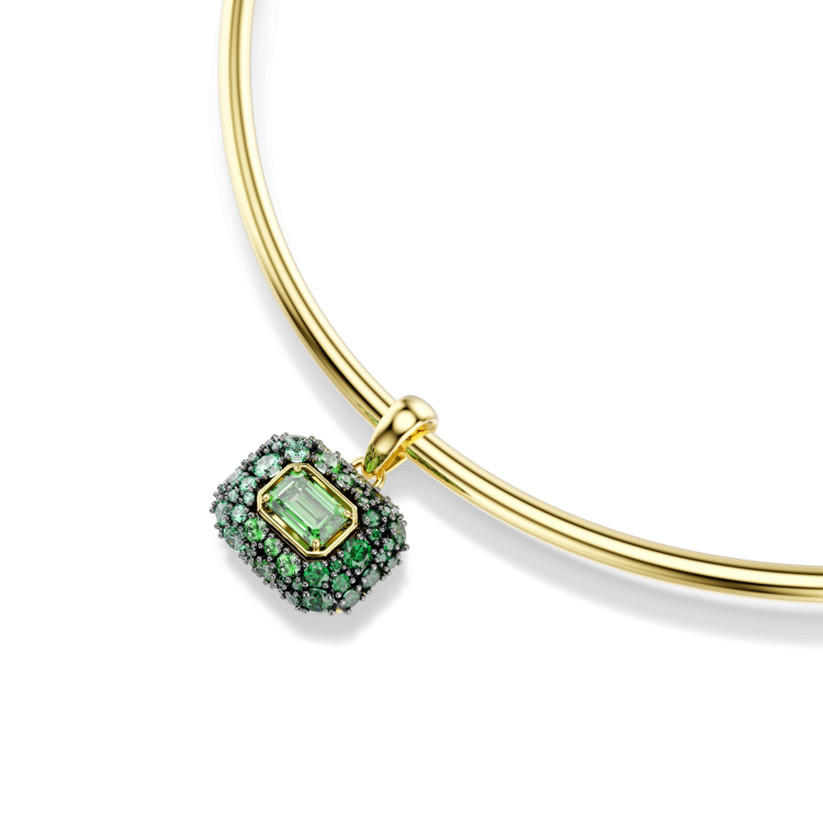 Sublima choker, Octagon cut, Green, 18K gold finish