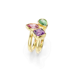 Imber cocktail ring, Set (2), Mixed cuts, Multicolored, 18K gold finish