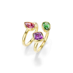 Imber cocktail ring, Set (2), Mixed cuts, Multicolored, 18K gold finish